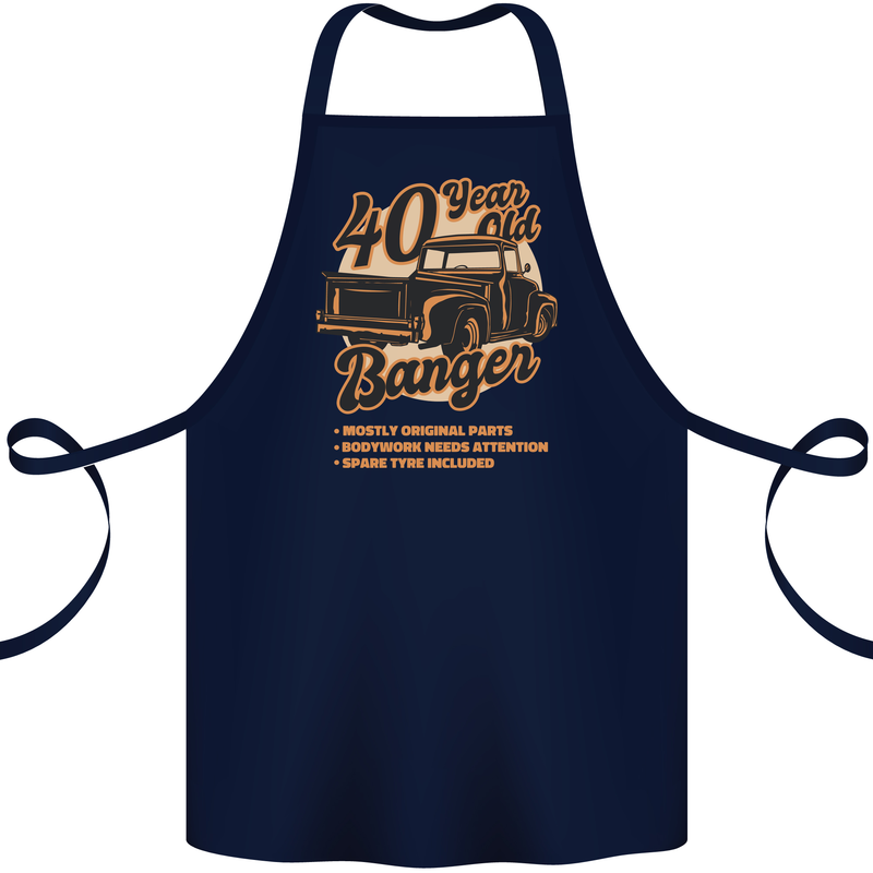 40 Year Old Banger Birthday 40th Year Old Cotton Apron 100% Organic Navy Blue