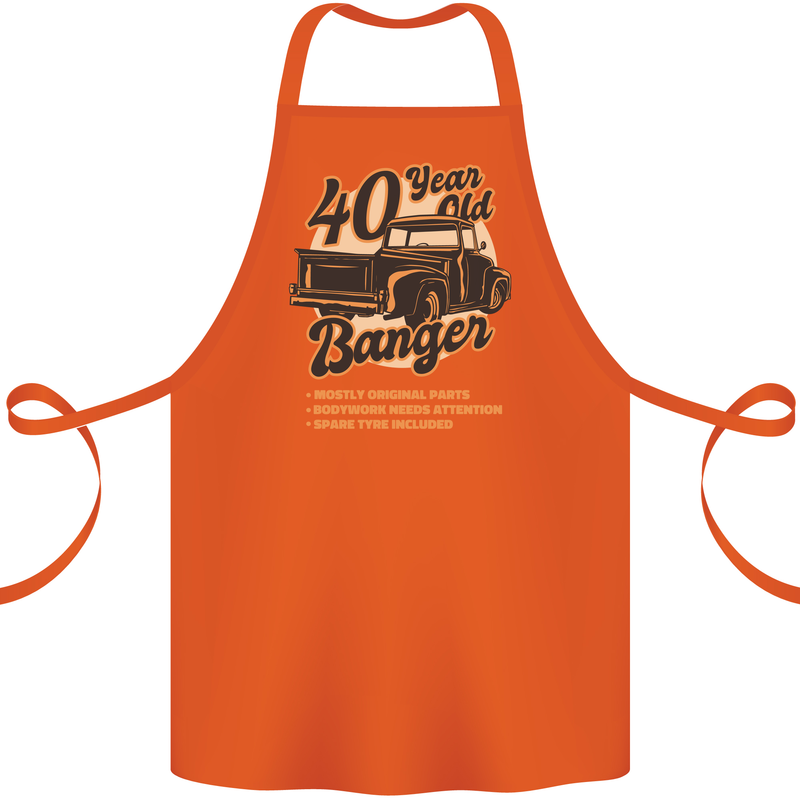 40 Year Old Banger Birthday 40th Year Old Cotton Apron 100% Organic Orange