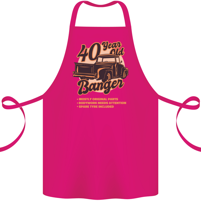 40 Year Old Banger Birthday 40th Year Old Cotton Apron 100% Organic Pink