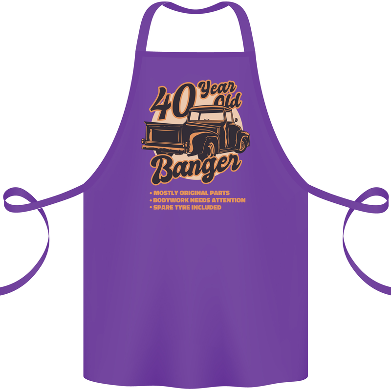 40 Year Old Banger Birthday 40th Year Old Cotton Apron 100% Organic Purple