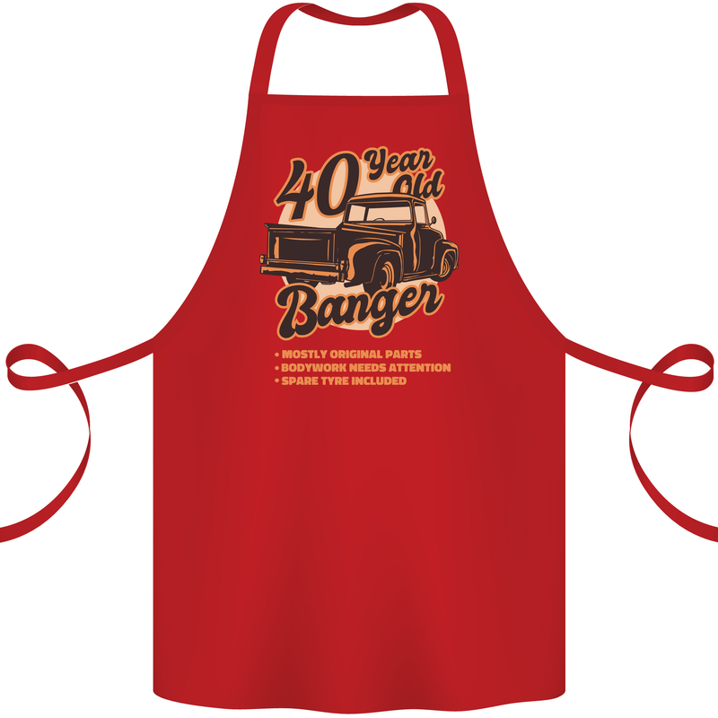 40 Year Old Banger Birthday 40th Year Old Cotton Apron 100% Organic Red