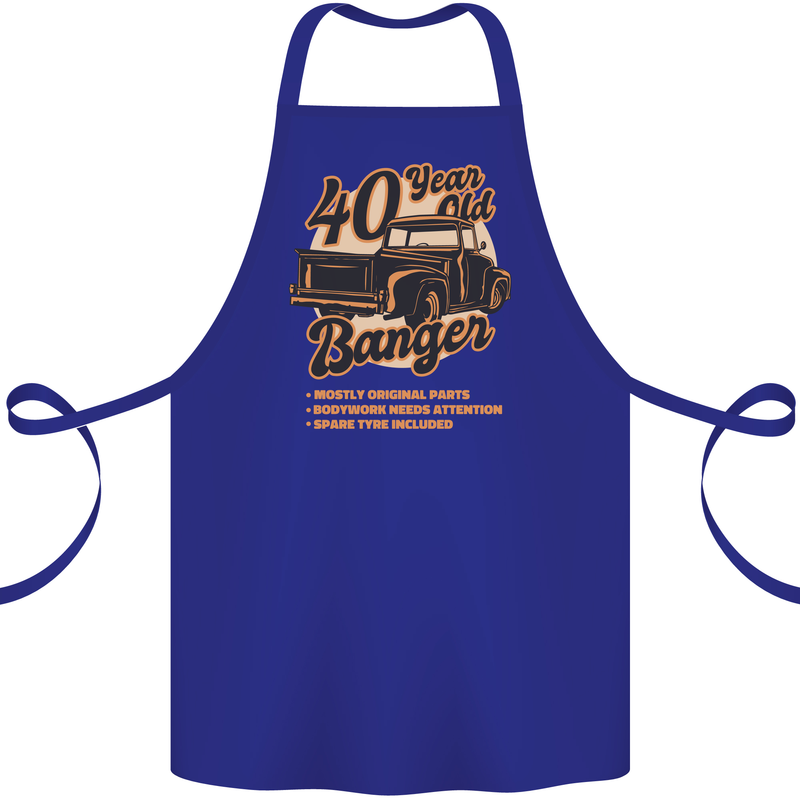 40 Year Old Banger Birthday 40th Year Old Cotton Apron 100% Organic Royal Blue
