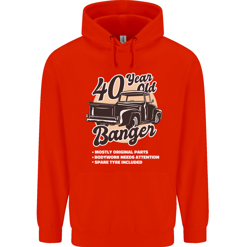 40 Year Old Banger Birthday 40th Year Old Mens 80% Cotton Hoodie Bright Red