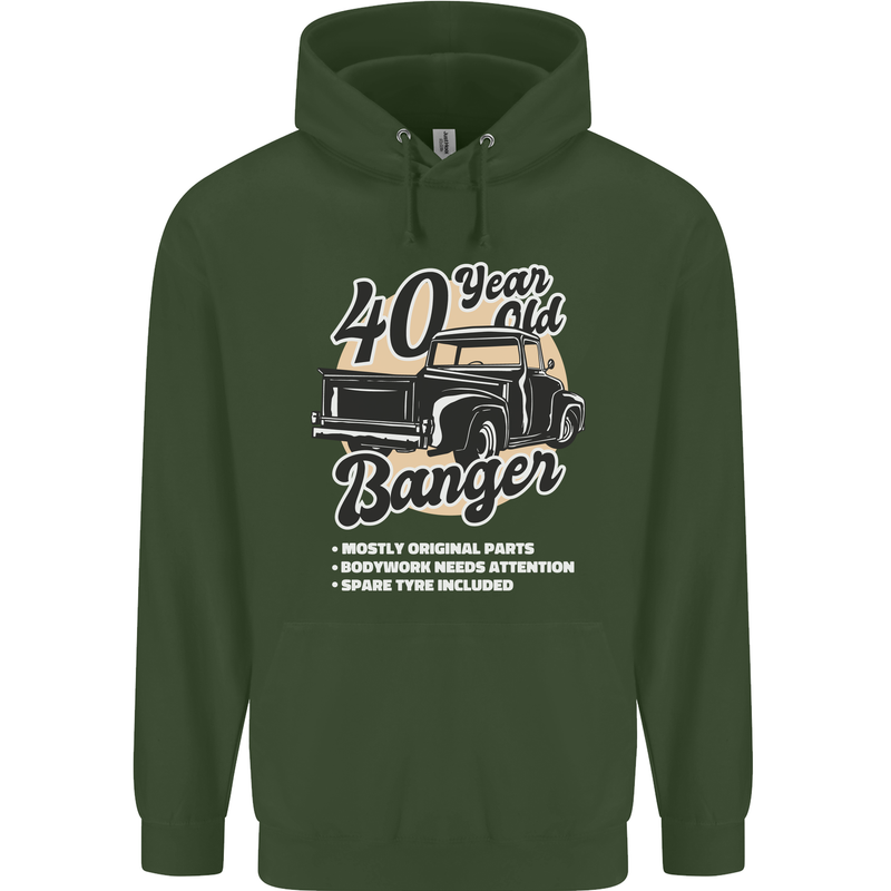40 Year Old Banger Birthday 40th Year Old Mens 80% Cotton Hoodie Forest Green