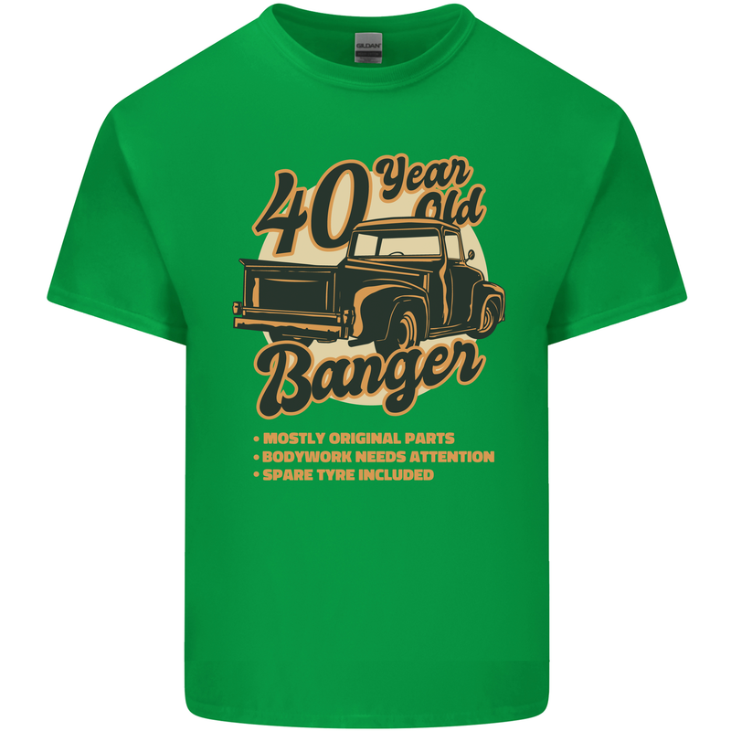 40 Year Old Banger Birthday 40th Year Old Mens Cotton T-Shirt Tee Top Irish Green