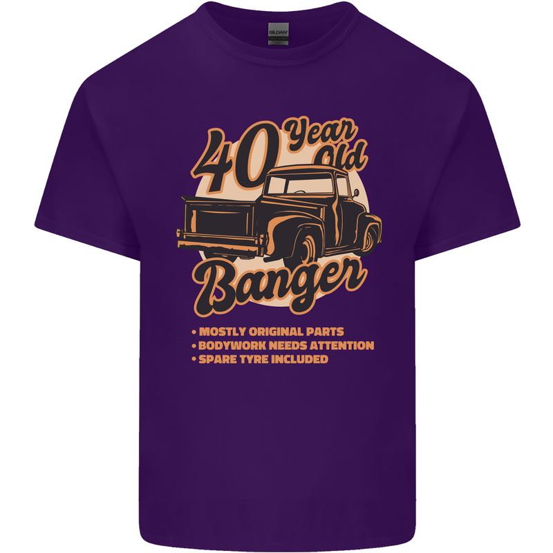 40 Year Old Banger Birthday 40th Year Old Mens Cotton T-Shirt Tee Top Purple