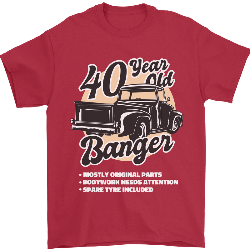 40 Year Old Banger Birthday 40th Year Old Mens T-Shirt 100% Cotton Red