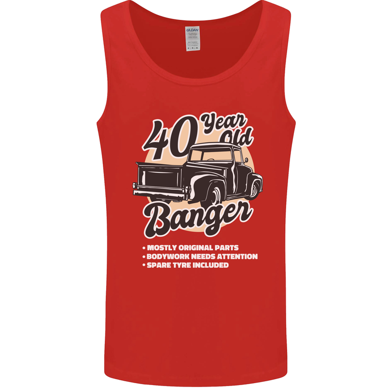40 Year Old Banger Birthday 40th Year Old Mens Vest Tank Top Red