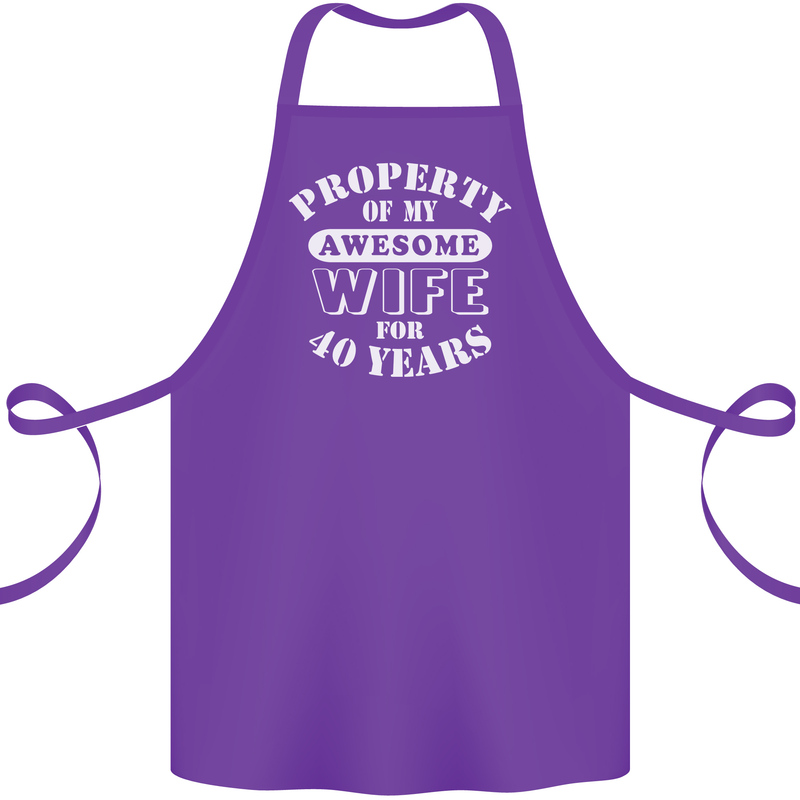 40 Year Wedding Anniversary 40th Funny Wife Cotton Apron 100% Organic Purple