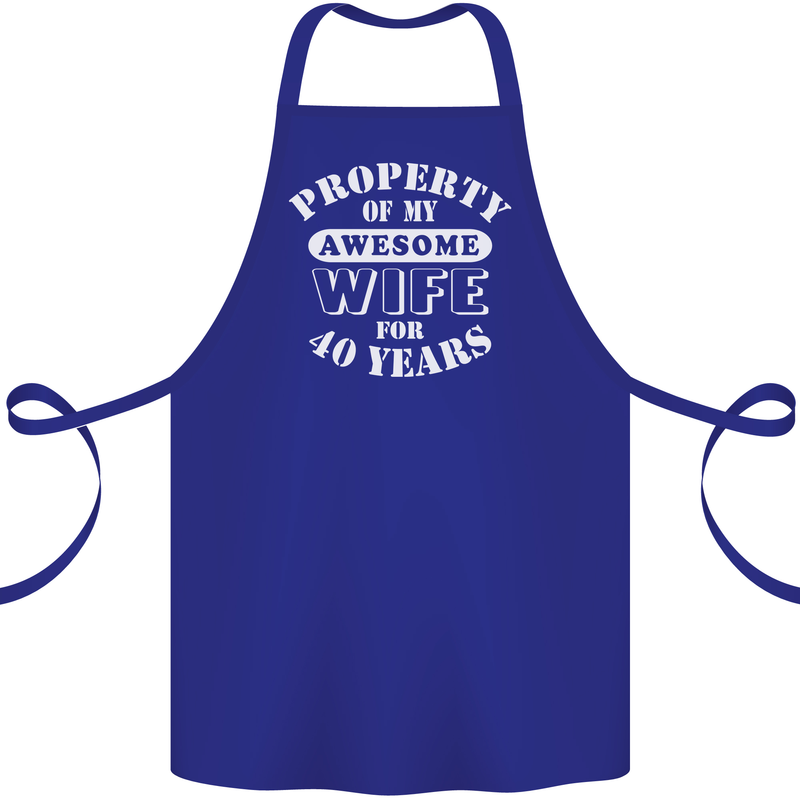 40 Year Wedding Anniversary 40th Funny Wife Cotton Apron 100% Organic Royal Blue