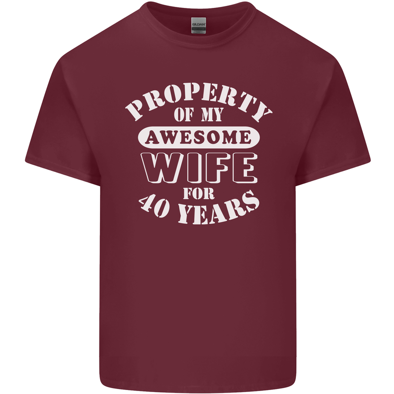 40 Year Wedding Anniversary 40th Funny Wife Mens Cotton T-Shirt Tee Top Maroon