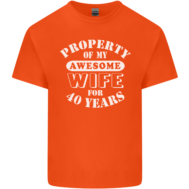 40 Year Wedding Anniversary 40th Funny Wife Mens Cotton T-Shirt Tee Top Orange