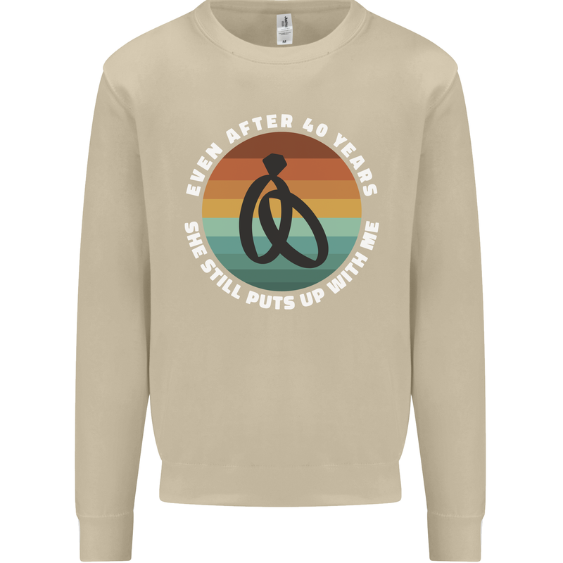 40 Year Wedding Anniversary 40th Marriage Mens Sweatshirt Jumper Sand