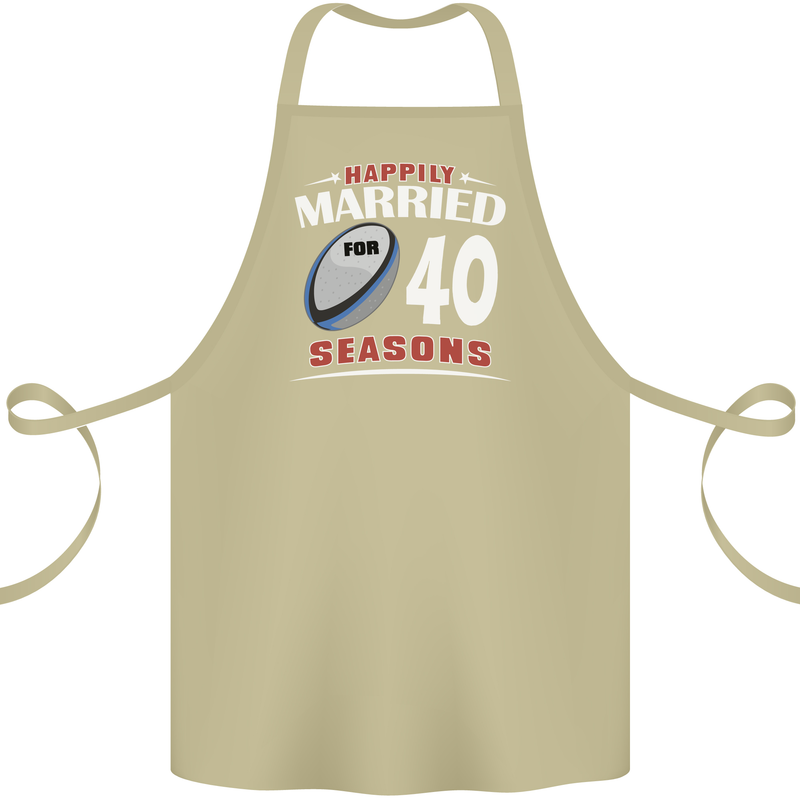 40 Year Wedding Anniversary 40th Rugby Cotton Apron 100% Organic Khaki