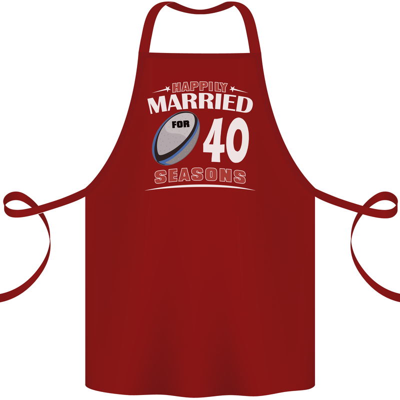 40 Year Wedding Anniversary 40th Rugby Cotton Apron 100% Organic Maroon