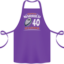 40 Year Wedding Anniversary 40th Rugby Cotton Apron 100% Organic Purple