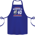 40 Year Wedding Anniversary 40th Rugby Cotton Apron 100% Organic Royal Blue