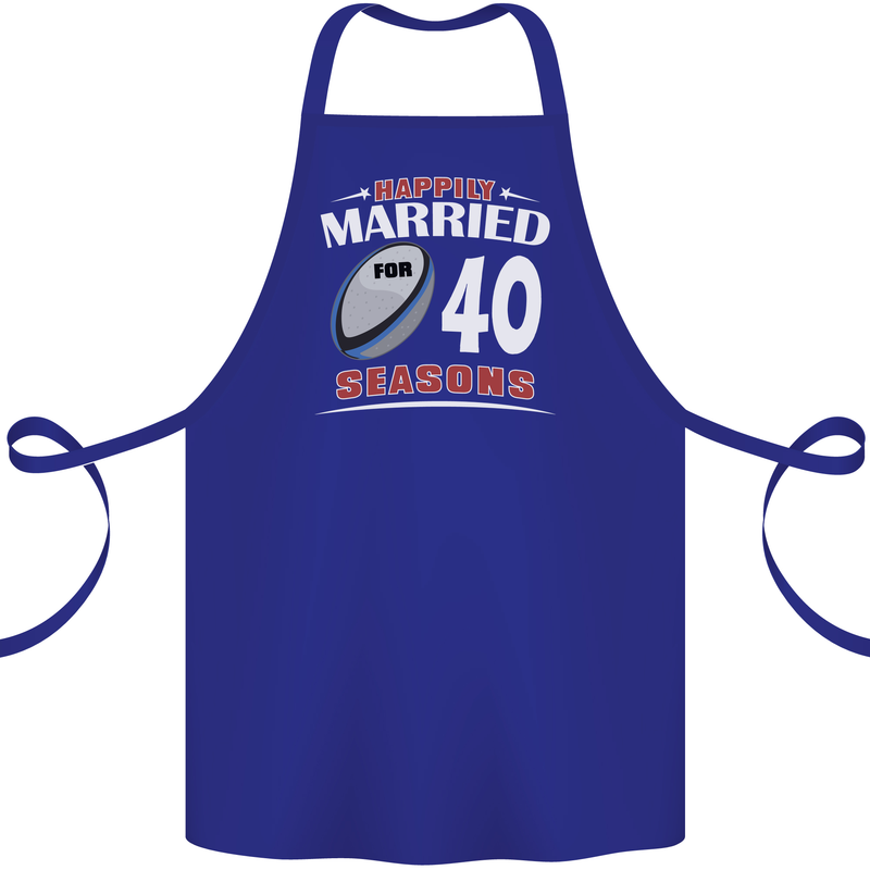 40 Year Wedding Anniversary 40th Rugby Cotton Apron 100% Organic Royal Blue