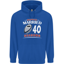 40 Year Wedding Anniversary 40th Rugby Mens 80% Cotton Hoodie Royal Blue