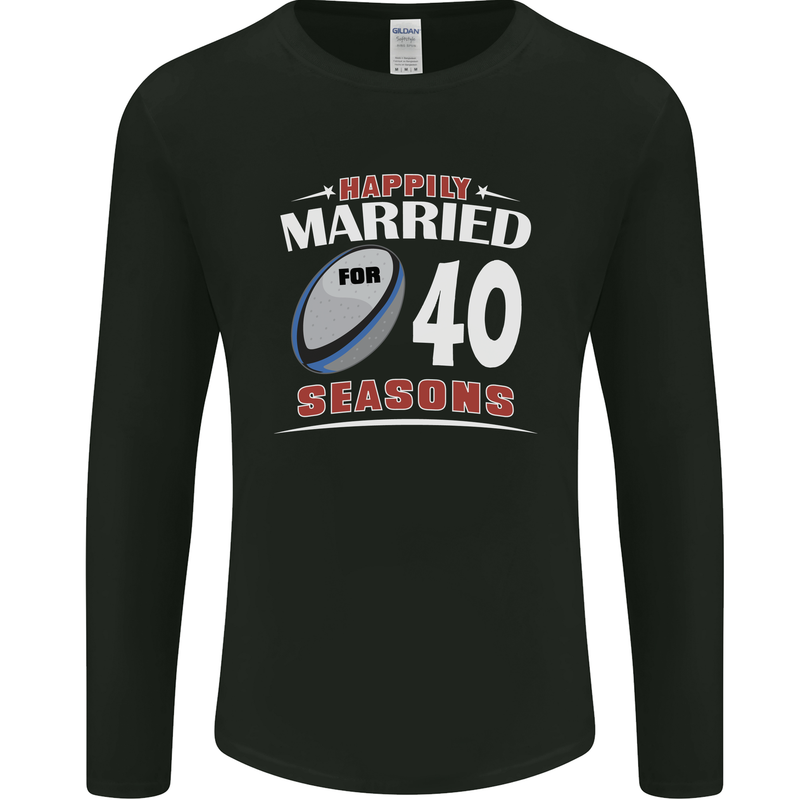 40 Year Wedding Anniversary 40th Rugby Mens Long Sleeve T-Shirt Black