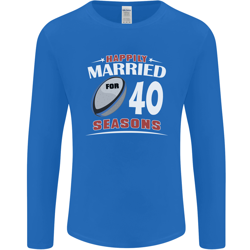 40 Year Wedding Anniversary 40th Rugby Mens Long Sleeve T-Shirt Royal Blue