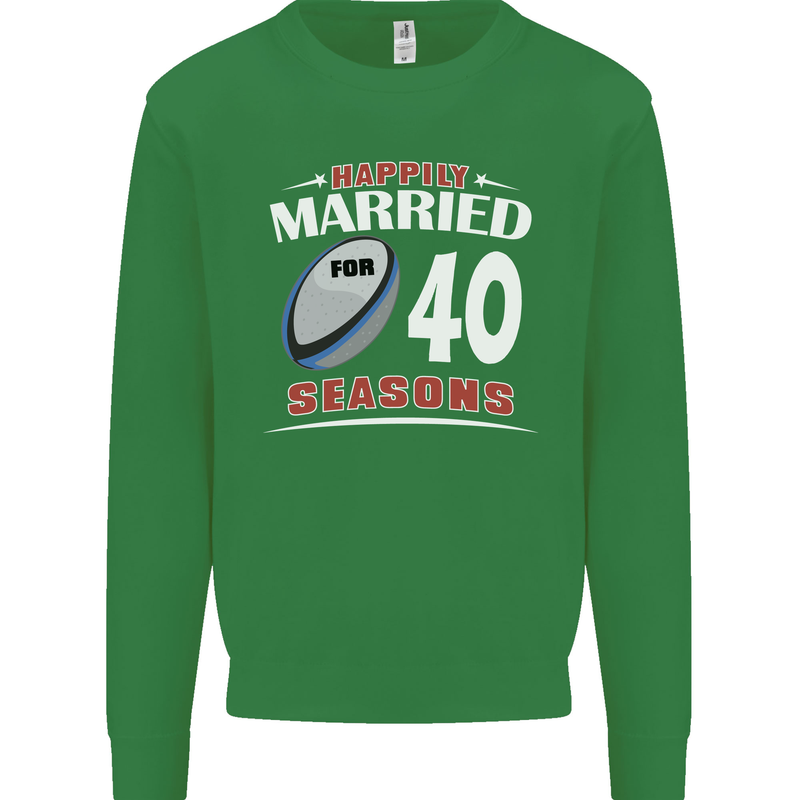 40 Year Wedding Anniversary 40th Rugby Mens Sweatshirt Jumper Irish Green