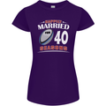 40 Year Wedding Anniversary 40th Rugby Womens Petite Cut T-Shirt Purple
