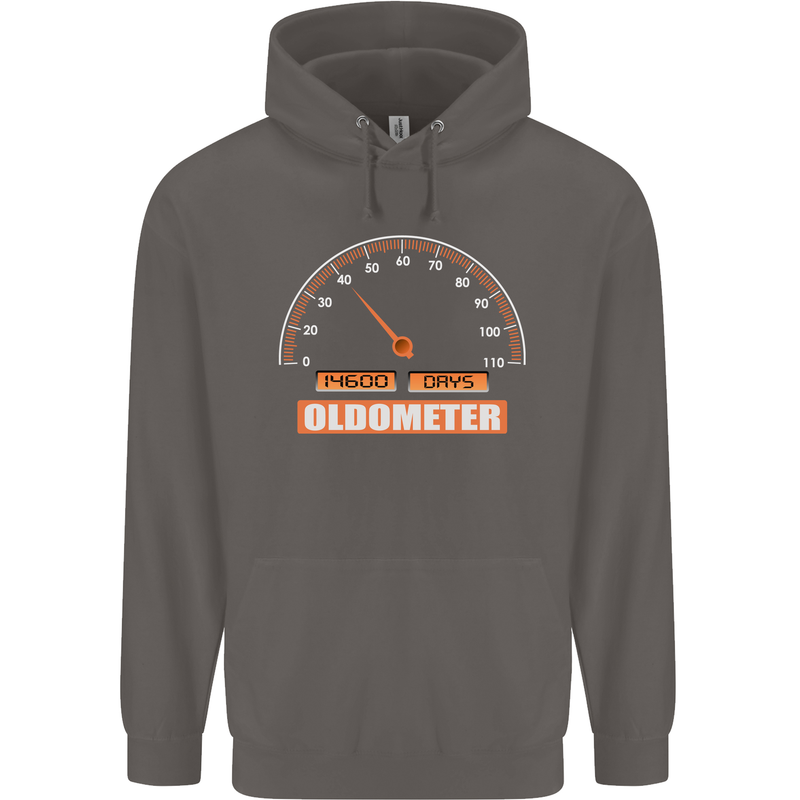 40th Birthday 40 Year Old Ageometer Funny Mens 80% Cotton Hoodie Charcoal