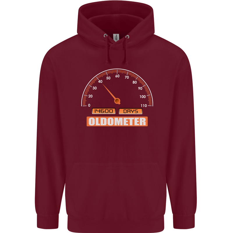 40th Birthday 40 Year Old Ageometer Funny Mens 80% Cotton Hoodie Maroon