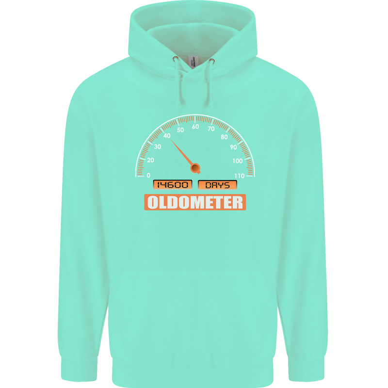 40th Birthday 40 Year Old Ageometer Funny Mens 80% Cotton Hoodie Peppermint