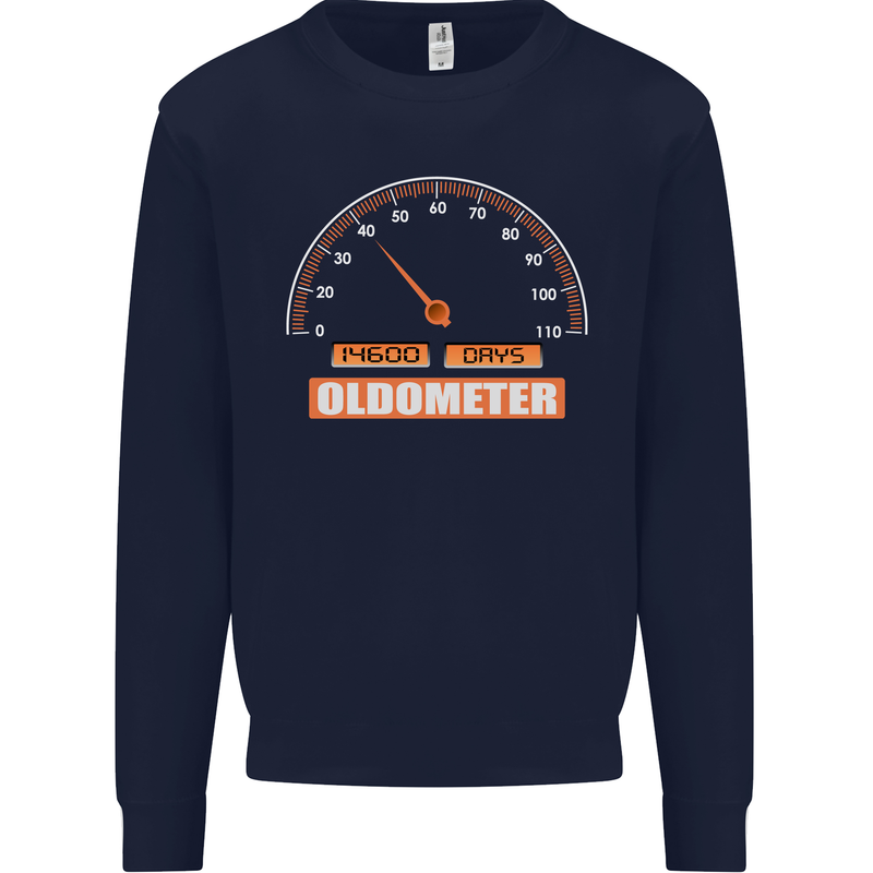 40th Birthday 40 Year Old Ageometer Funny Mens Sweatshirt Jumper Navy Blue