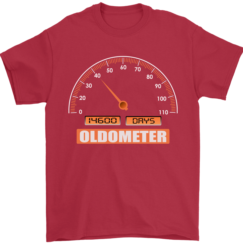 40th Birthday 40 Year Old Ageometer Funny Mens T-Shirt 100% Cotton Red