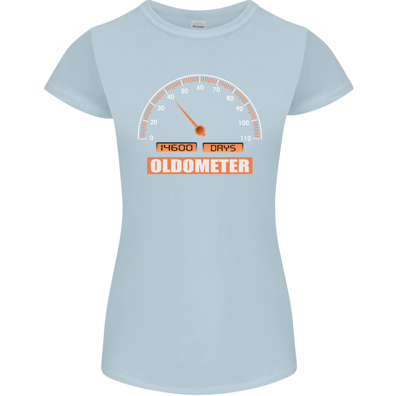 40th Birthday 40 Year Old Ageometer Funny Womens Petite Cut T-Shirt Light Blue
