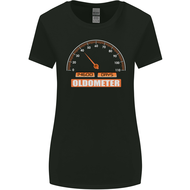 40th Birthday 40 Year Old Ageometer Funny Womens Wider Cut T-Shirt Black