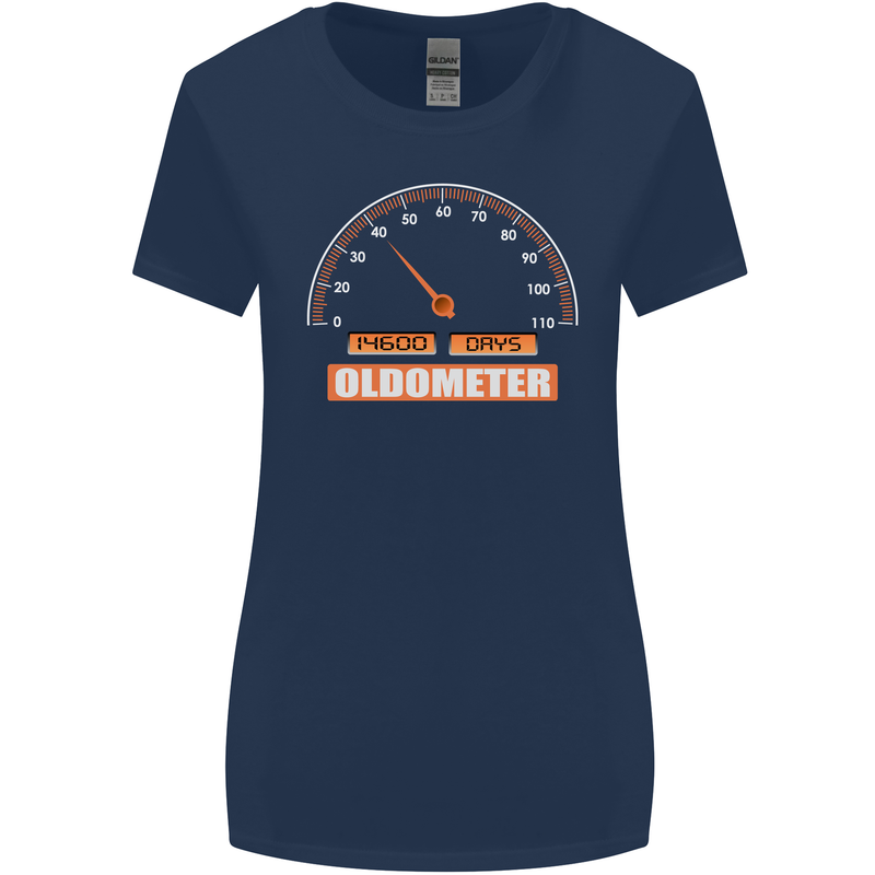 40th Birthday 40 Year Old Ageometer Funny Womens Wider Cut T-Shirt Navy Blue