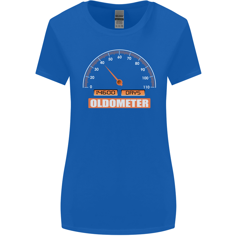 40th Birthday 40 Year Old Ageometer Funny Womens Wider Cut T-Shirt Royal Blue