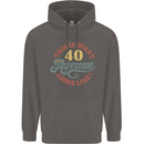 40th Birthday 40 Year Old Awesome Looks Like Mens 80% Cotton Hoodie Charcoal