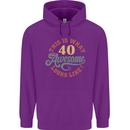 40th Birthday 40 Year Old Awesome Looks Like Mens 80% Cotton Hoodie Purple