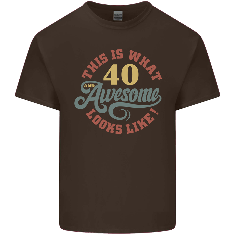 40th Birthday 40 Year Old Awesome Looks Like Mens Cotton T-Shirt Tee Top Dark Chocolate