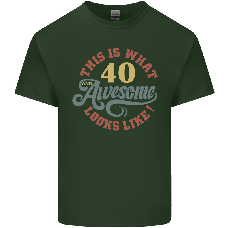 40th Birthday 40 Year Old Awesome Looks Like Mens Cotton T-Shirt Tee Top Forest Green