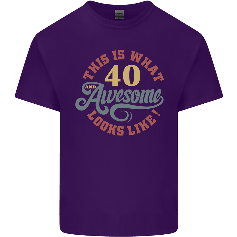 40th Birthday 40 Year Old Awesome Looks Like Mens Cotton T-Shirt Tee Top Purple