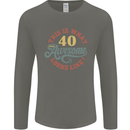40th Birthday 40 Year Old Awesome Looks Like Mens Long Sleeve T-Shirt Charcoal