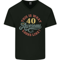 40th Birthday 40 Year Old Awesome Looks Like Mens V-Neck Cotton T-Shirt Black