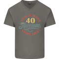40th Birthday 40 Year Old Awesome Looks Like Mens V-Neck Cotton T-Shirt Charcoal