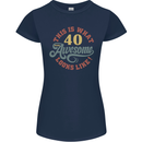 40th Birthday 40 Year Old Awesome Looks Like Womens Petite Cut T-Shirt Navy Blue