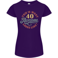 40th Birthday 40 Year Old Awesome Looks Like Womens Petite Cut T-Shirt Purple