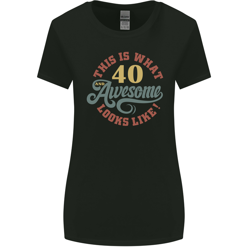 40th Birthday 40 Year Old Awesome Looks Like Womens Wider Cut T-Shirt Black