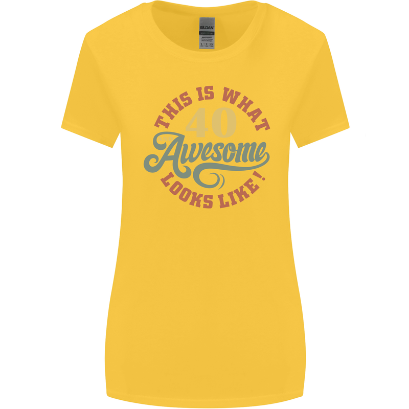 40th Birthday 40 Year Old Awesome Looks Like Womens Wider Cut T-Shirt Yellow