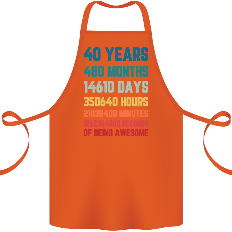 40th Birthday 40 Year Old Cotton Apron 100% Organic Orange