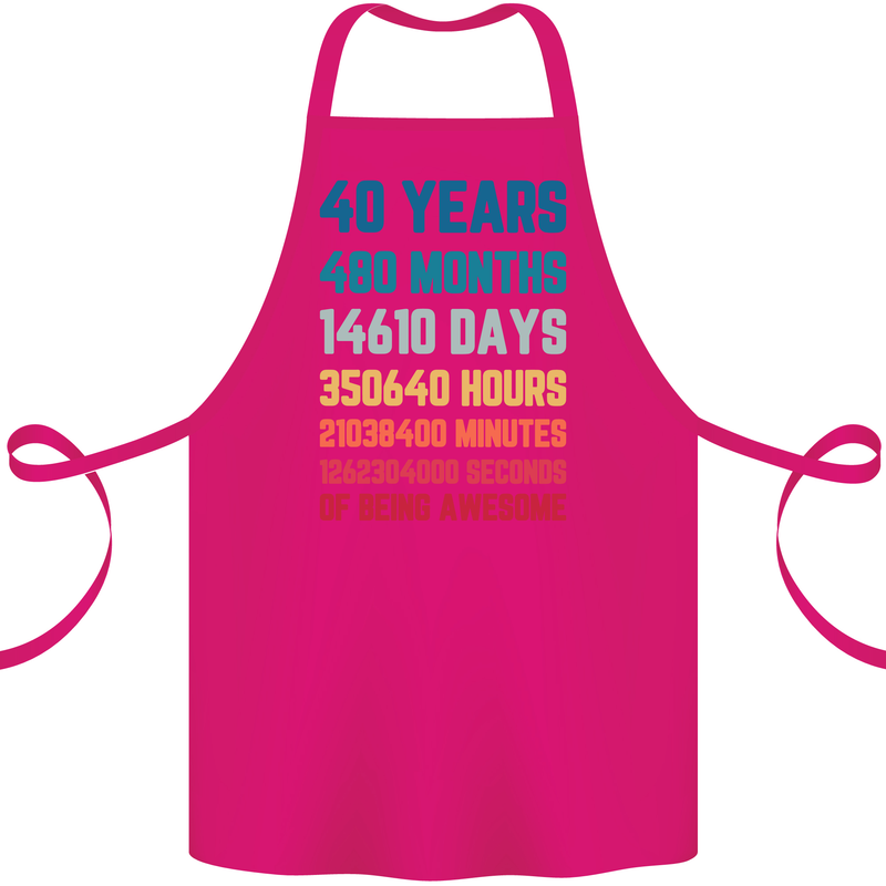 40th Birthday 40 Year Old Cotton Apron 100% Organic Pink
